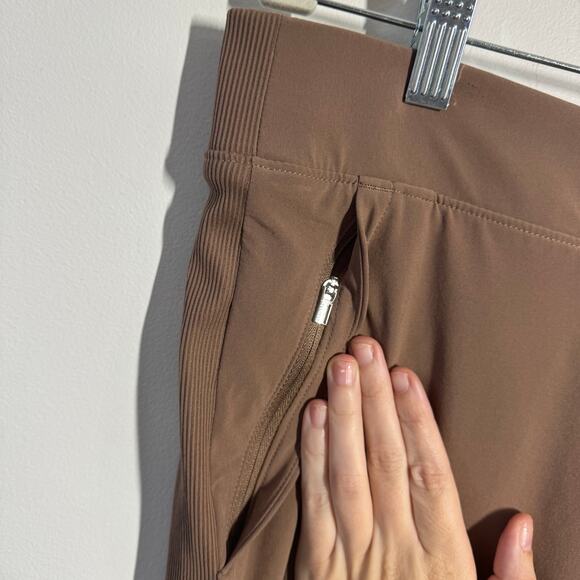 Athleta Brooklyn Ankle Mid Rise Pant Women 14 Brown Zip Pocket Business Casual - Picture 8 of 9